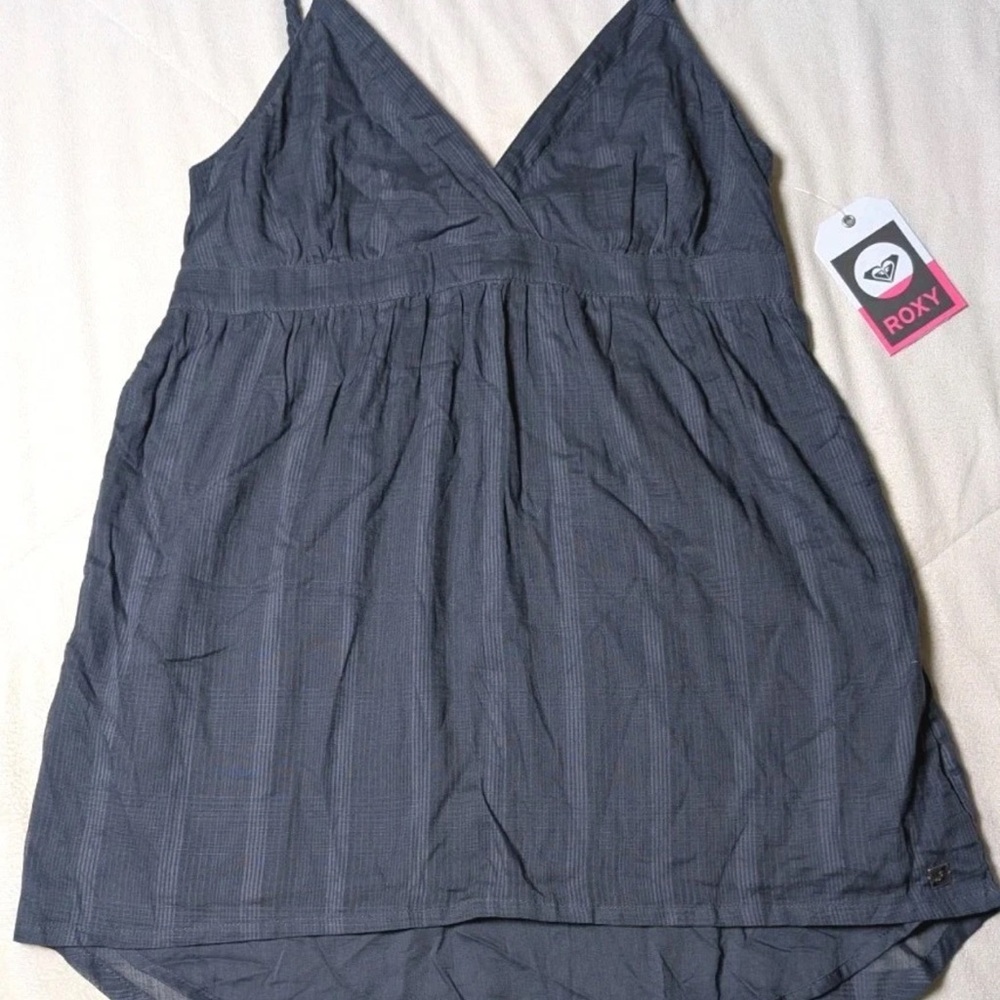 Vintage Y2K NWT Roxy Navy V-Neck Braided strap blouse chic flirty flirty fairy M
